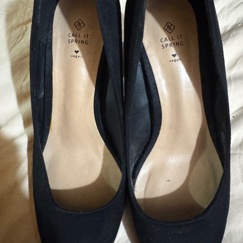 Call It Spring Black Vegan Suede Rounded Ballet Flats